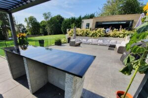 Cambrian Granite’s Star Galaxy, Granite Worktop, Outdoor Worktop.