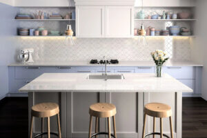 White Sparkle Worktop, Mirror Chip Quartz, Quartz Kitchen Worktops